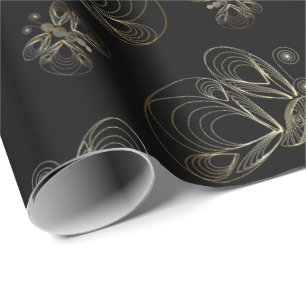 Art déco svärtar och det guld- seamless mönster presentpapper