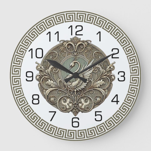 Art Deco Swan Stor Klocka (Framsida)