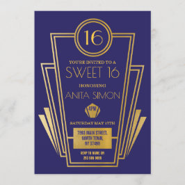 Art Deco Sweet 16 Födelsedagsfest 1920-talet Gatsb Inbjudningar