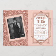 Art Deco Sweet 16 Ro Guld Glitter Gatsby Photo