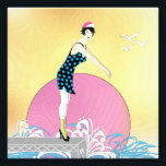 Art Deco Sweet Swimmer Dam Fototryck<br><div class="desc">Cute Art deco simmer ska snart dyka in. Strunta i skorna,  sockorna och hatten.</div>