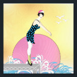 Art Deco Sweet Swimmer Dam Fototryck<br><div class="desc">Cute Art deco simmer ska snart dyka in. Strunta i skorna,  sockorna och hatten.</div>