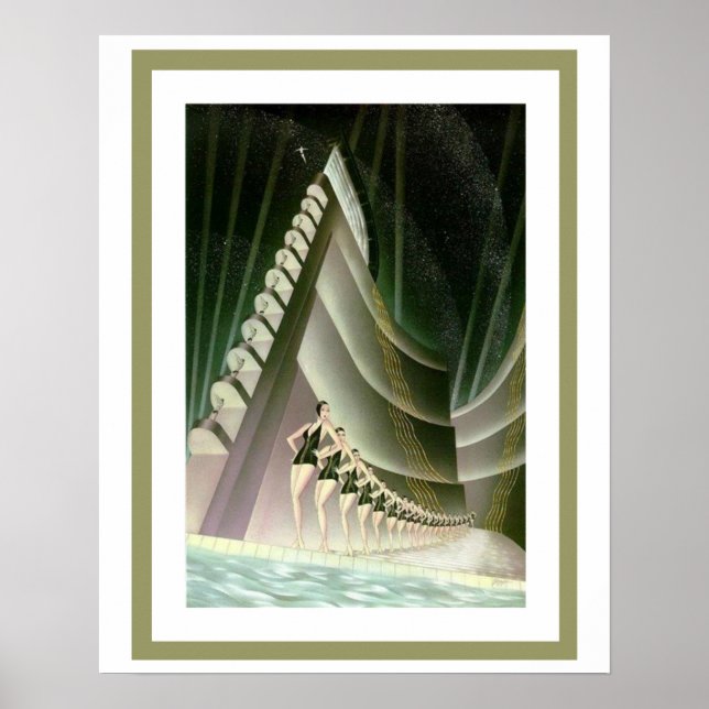 Art Deco Swimmers poster 16 x 20 (Framsidan)