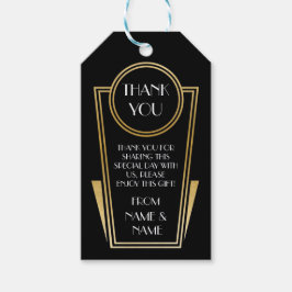 Art Deco Tack 20 Märkre Black Guld Bröllop Presentetikett