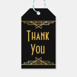 Art Deco Tack Black & Guld Underbar Gatsby Party Presentetikett