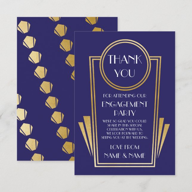 Art Deco Tack Kort för Bröllop 20-talet (Fram/baksida)