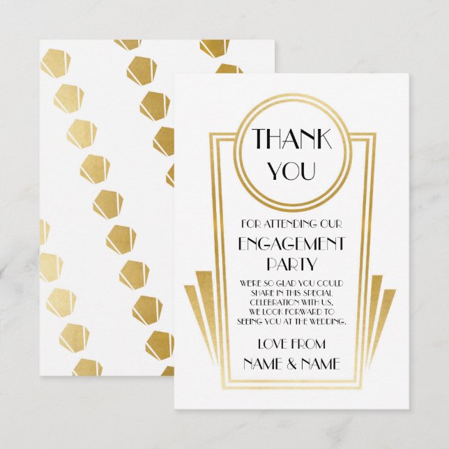 Art Deco tackkort för bröllop på 20-talet Inbjudningar (Fram/baksida)