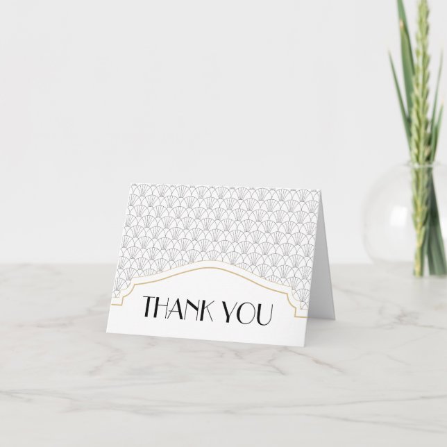 Art Deco Tackkort med Namn och datum (Framsida)