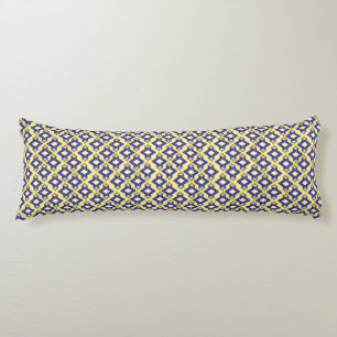 Art Deco Tapet Mönster, Beige och Blue Kroppskudde