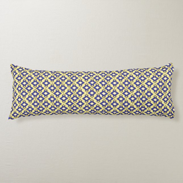 Art Deco Tapet Mönster, Beige och Blue Kroppskudde (Framsidan)