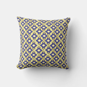 Art Deco Tapet Mönster, Beige och Blue Kudde