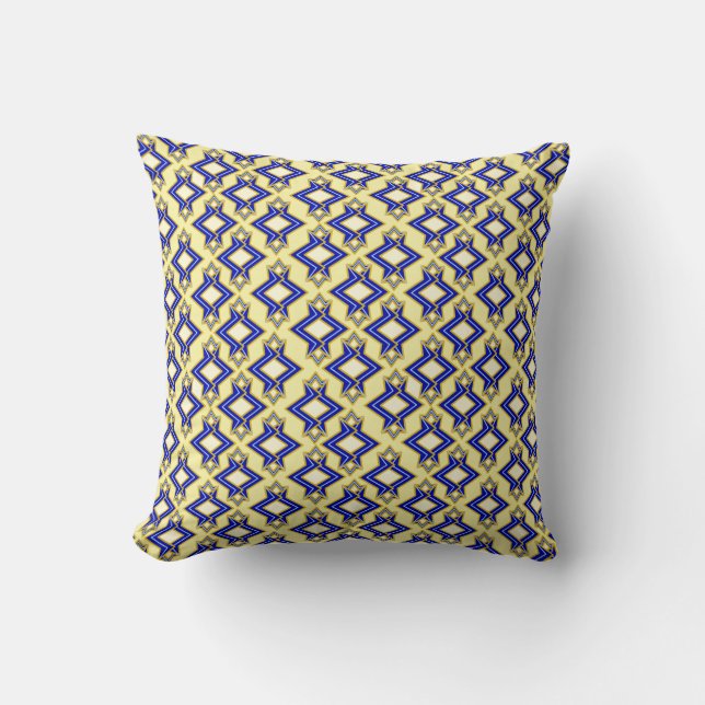 Art Deco Tapet Mönster, Beige och Blue Kudde (Framsida)