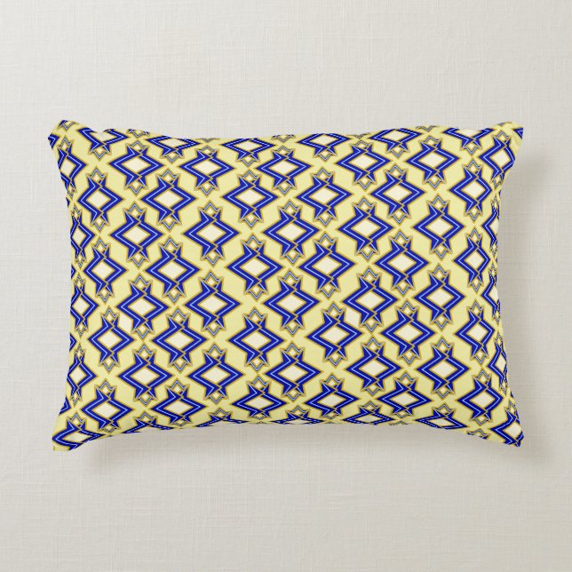 Art Deco Tapet Mönster, Beige och Blue Prydnadskudde (Framsidan)