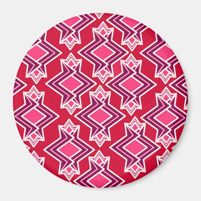 Art Deco Tapet Mönster, Burgundy Vin Magnet (Framsidan)