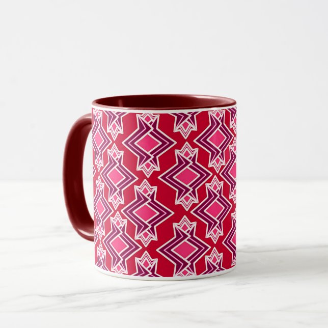 Art Deco Tapet Mönster, Burgundy Vin Mugg (Framsida vänster)