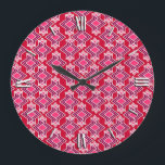 Art Deco Tapet Mönster, Burgundy Vin Stor Klocka<br><div class="desc">Art Deco geometric tapet mönster i lila av äggplanta och rosa av djup fuchsia med vit bakgrund på bakgrunden av burgundy vin</div>