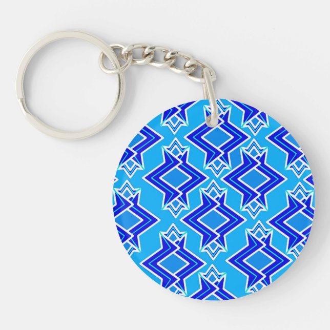 Art Deco Tapet Mönster, Cerulean Blue (Framsidan)
