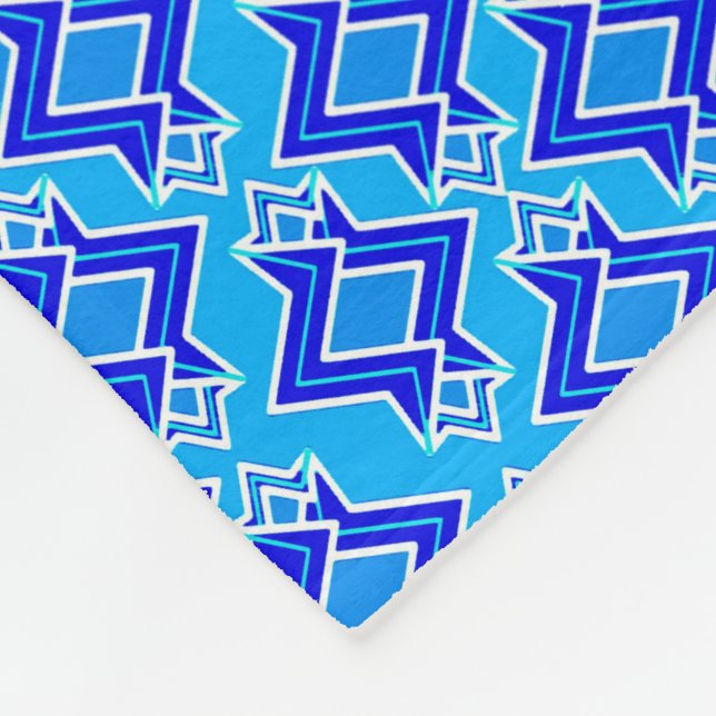 Art Deco Tapet Mönster, Cerulean Blue Fleecefilt (Hörn)