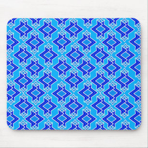 Art Deco Tapet Mönster, Cerulean Blue Musmatta