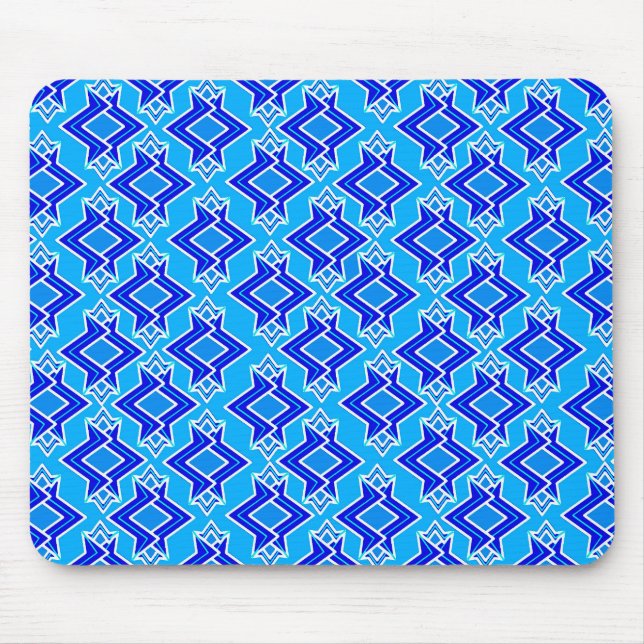Art Deco Tapet Mönster, Cerulean Blue Musmatta (Framsidan)