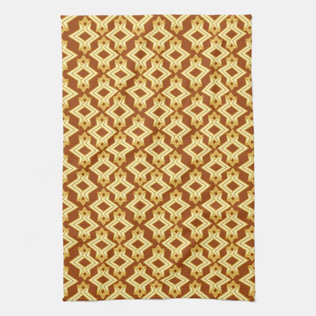 Art Deco Tapet Mönster, Golden Brown Kökshandduk (Vertikal)