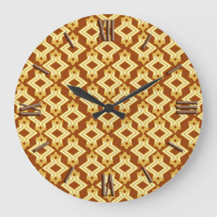 Art Deco Tapet Mönster, Golden Brown Stor Klocka