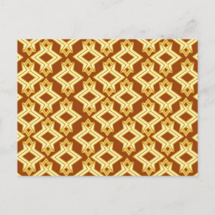 Art Deco Tapet Mönster, Golden Brown Vykort