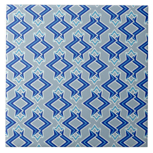 Art Deco Tapet Mönster, Grått/Grått och Blue Kakelplatta