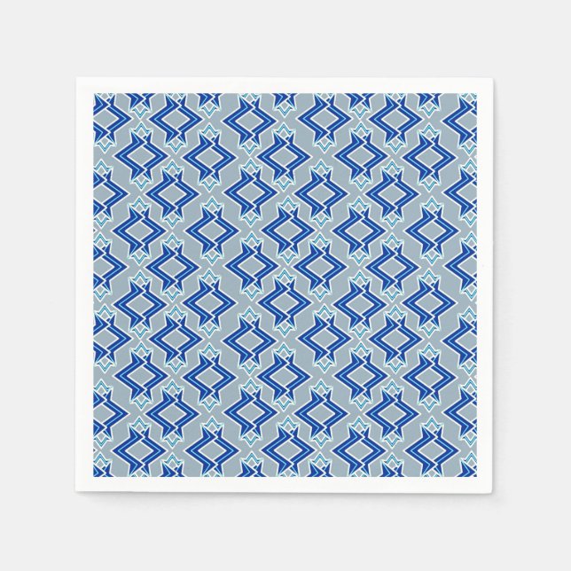 Art Deco Tapet Mönster, Grått/Grått och Blue Pappersservett (Framsidan)