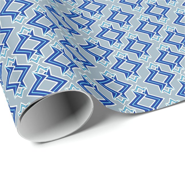 Art Deco Tapet Mönster, Grått/Grått och Blue Presentpapper (Rullad Hörn)
