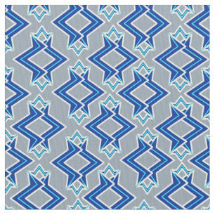 Art Deco Tapet Mönster, Grått/Grått och Blue Tyg