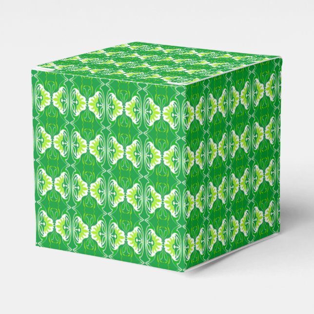 Art Deco tapet mönster - grönt och vitt Presentaskar (Framsidan Sidan)
