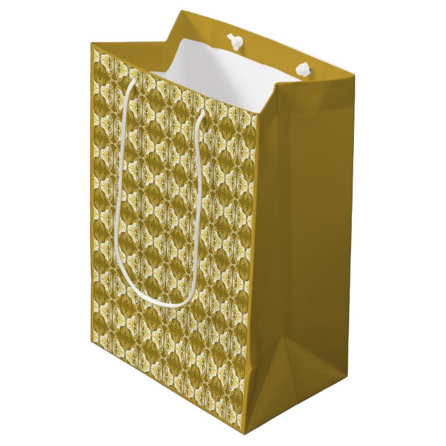 Art Deco tapet mönster - guld och vitt (Framsidan Vinklad)