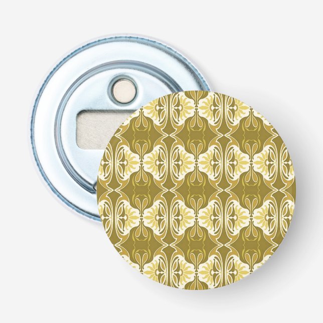 Art Deco tapet mönster - guld och vitt Flasköppnare (Framsidan)