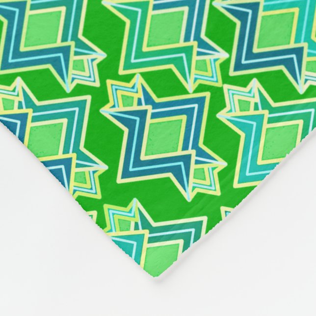 Art Deco Tapet Mönster, Jade Grönt Fleecefilt (Hörn)