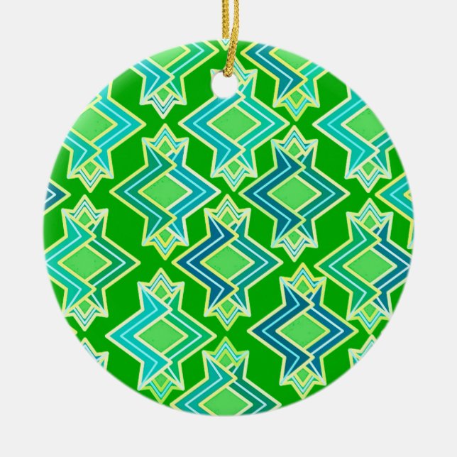 Art Deco Tapet Mönster, Jade Grönt Julgransprydnad Keramik (Framsidan)