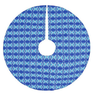 Art Deco tapet mönster - koboltblått och vitt Julgransmatta Borstad Polyester