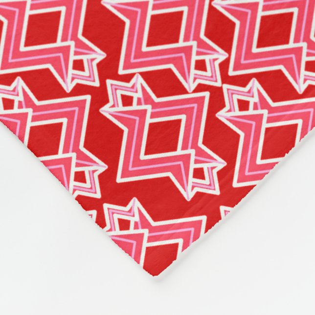 Art Deco Tapet Mönster, Mörk Red och Rosa Fleecefilt (Hörn)