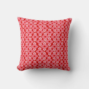 Art Deco Tapet Mönster, Mörk Red och Rosa Kudde