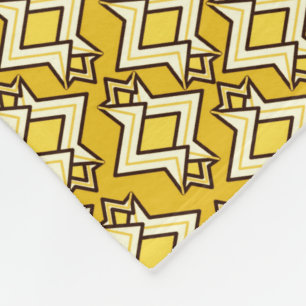 Art Deco Tapet Mönster, Mustard Guld Fleecefilt
