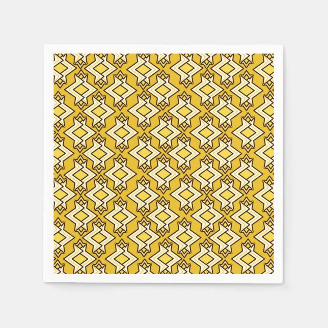 Art Deco Tapet Mönster, Mustard Guld Pappersservett (Framsidan)