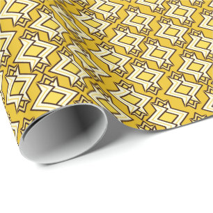 Art Deco Tapet Mönster, Mustard Guld Presentpapper