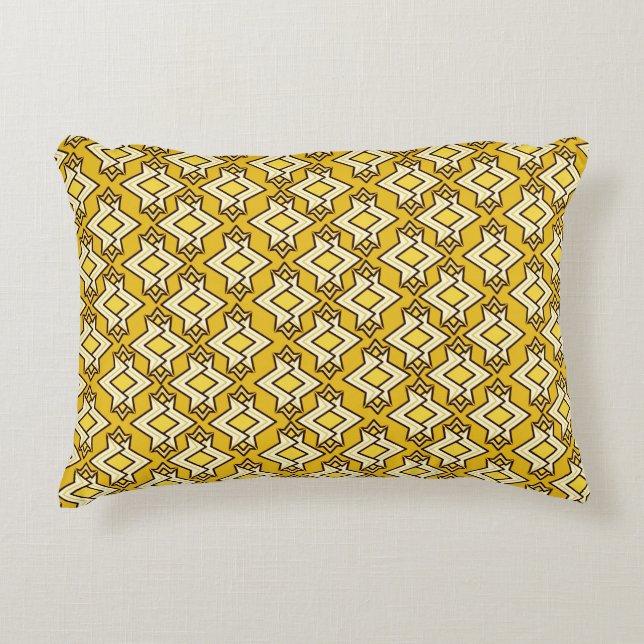 Art Deco Tapet Mönster, Mustard Guld Prydnadskudde (Framsidan)