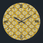 Art Deco Tapet Mönster, Mustard Guld Stor Klocka<br><div class="desc">Art Deco geometric tapet mönster i kräm,  svart och guld på djupsenap med bakgrunden guld/gult</div>