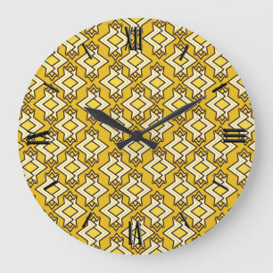Art Deco Tapet Mönster, Mustard Guld Stor Klocka