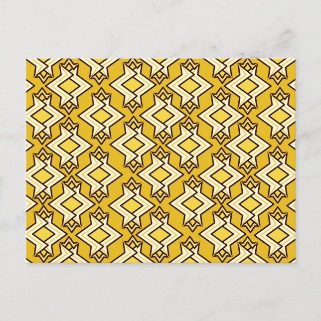 Art Deco Tapet Mönster, Mustard Guld Vykort (Framsida)