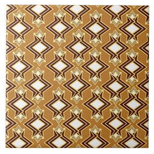 Art Deco Tapet Mönster, Tan och Brown Kakelplatta