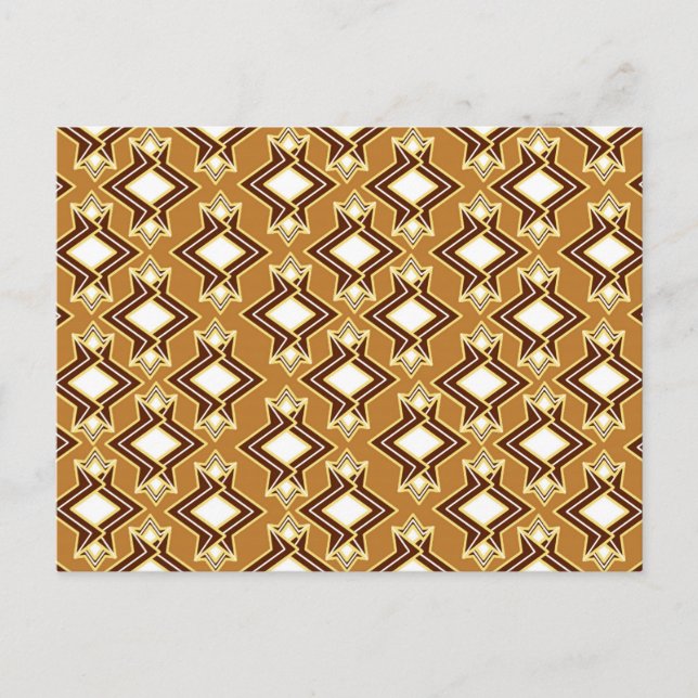 Art Deco Tapet Mönster, Tan och Brown Vykort (Framsida)