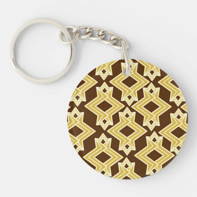 Art Deco Tapetmönster, Brun och Guld (Framsidan)