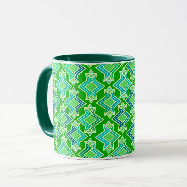 Art Deco Tapetmönster, Jadegrön Mugg (Framsida vänster)